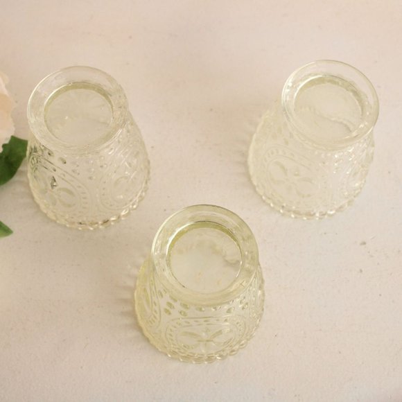 Vintage 1990s Cut Glass Candle Holders by Anthropologie, Fleur De Lis Pattern, - Picture 7 of 10